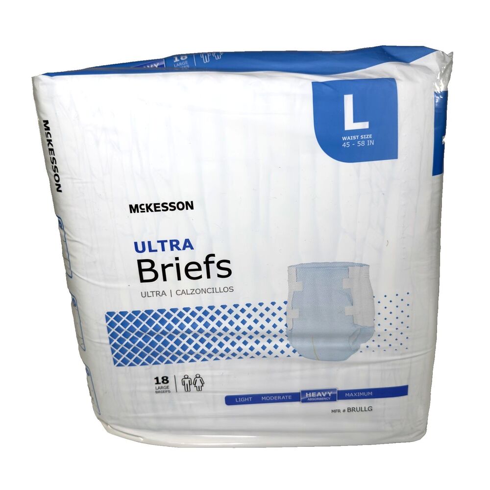 McKesson Ultra Briefs Underwear Large w/ Tabs Heavy Absorbency Odor Control NEW